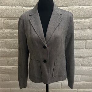 Size M Isaac Mizrahi Women's Black and White Herringbone Blazer Jacket